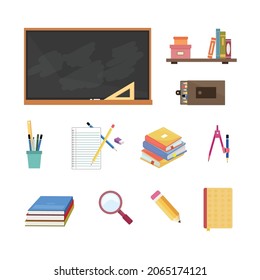 Ilustración del conjunto de vectores de equipo de estudio de escuelas estacionales