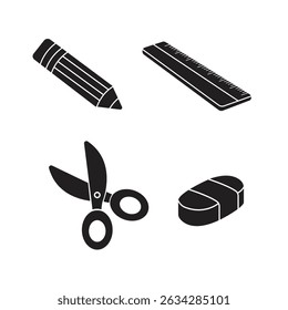 stationary silhoutte vector art design 
