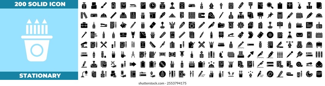 Stationary Solid Editable Icons set.