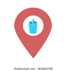 Stationary store location map pin pointer icon. Element of map point for mobile concept and web apps. Icon for website design and app development. Premium pencil flat icon sign.	