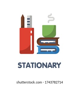 Stationary for study flat icon style design illustration on white background eps.10