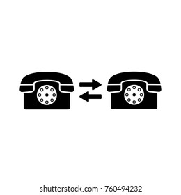 Stationary telephone, redirect the call icon , black sign design