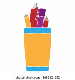 stationary vector design. digital hand drawn style. grain texture