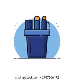 Stationary Vector Icon Illustration. Pencil Pen Office Material Vector Cartoon Design