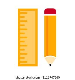 stationary vector icon, pencil and ruler - school education icon