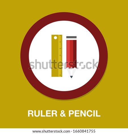 stationary vector icon, pencil and ruler - school education icon