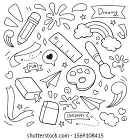 Stationary vector illustration. Doodle design concept