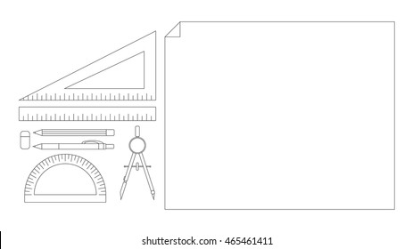 Stationeries icons. Architectural icons.