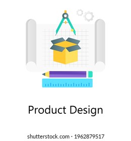 Stationery with architect file, depicting product design vector in gradient style 