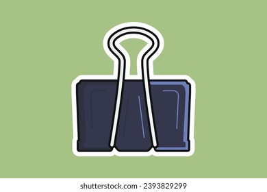 Ilustración vectorial del adhesivo del sujetador de estacionería. Concepto de equipo de trabajo educativo. Logo de diseño de adhesivo de clip de encuadernador de papel metálico con sombra.