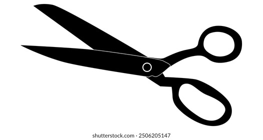 Stationery Black Scissor Isolated On White Background, School Scissor Business Item Vector Illustration.
