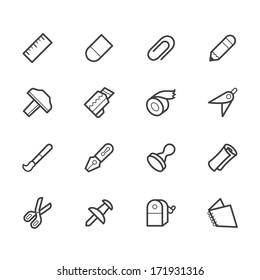 stationery black vector icon set on white background