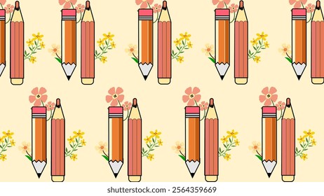 Stationery and book pattern background. Stationery and book illustration pattern. Stationery and book background. Perfect for fabrics, print, textile, wallpaper, and decor. SSTKbackgrounds