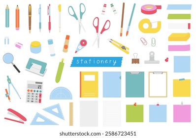 Stationery borderless cute illustration set