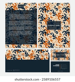 Stationery business identity templates design. Digital Communication report vector layout flourish design