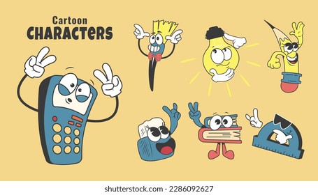 personajes de dibujos animados en estilo retro, ilustración vectorial