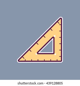 Stationery cartoon triangle ruler icon