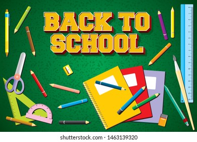 Stationery Colorful for Back To School Vector Illustration Background