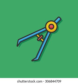 Stationery compasses color line icon