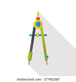 Stationery compasses flat icon with long shadow