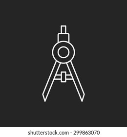 Stationery compasses line icon