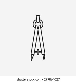 Stationery compasses line icon