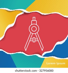 Stationery compasses line icon