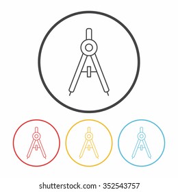Stationery compasses line icon