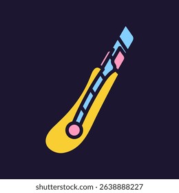 Stationery or construction knife icon. Construction tool. Color vector instrument illustration