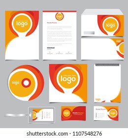 Stationery Corporate Brand Identity Design set. Business stationary abstract template. Fresh blue color abstract geometric graphics on annual report cover, brochure, corporate mug, letterhead, Card