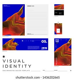 Stationery Corporate Brand Identity Mockup set with Colorful Abstract Fluid Background. Vector Illustration Mock up for Branding, product, event, banner, website.