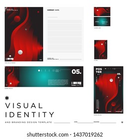 Stationery Corporate Brand Identity Mockup set with Colorful Abstract Fluid Background. Vector Illustration Mock up for Branding, product, event, banner, website.
