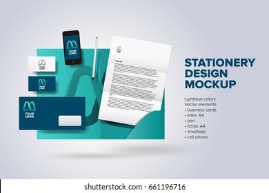 Stationery corporate identity design mock up vector