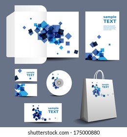 Stationery, Corporate Image Design with Blue Squares