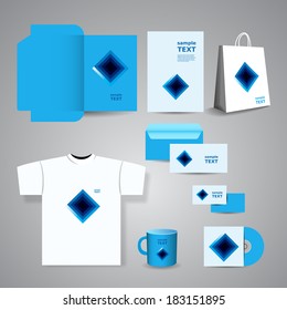 Stationery, Corporate Image Design with Blue Squares
