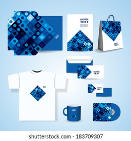 Stationery, Corporate Image Design with Blue Squares