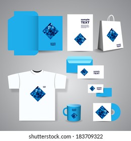 Stationery, Corporate Image Design with Blue Squares