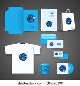 Stationery, Corporate Image Design with Blue Squares