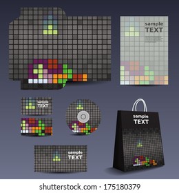 Stationery, Corporate Image Design with Colorful Squares