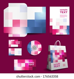 Stationery, Corporate Image Design with Colorful Checkered Pattern