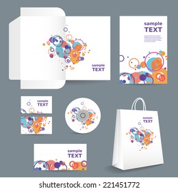 Stationery, Corporate Image Design with Colorful Pattern - Dots, Rings, Bubbles