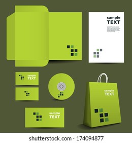 Stationery, Corporate Image Design with Square Icon Pattern