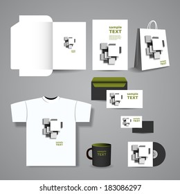 Stationery, Corporate Image Design with White and Grey Squares