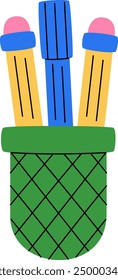 Stationery In Cup Vector Illustration