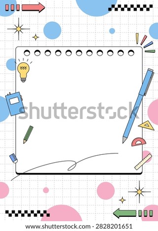 Stationery decorative frame, grid background, pop design, Portrait orientation