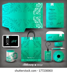 Stationery design, blue, green, identity template