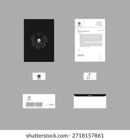 Design de papelaria para empresa de engenharia, conjunto com cartão de visita, papel timbrado e envelope