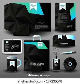 Stationery design, identity template, blue, green