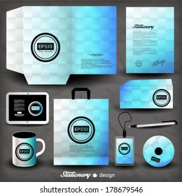 Stationery design identity template, blue, white