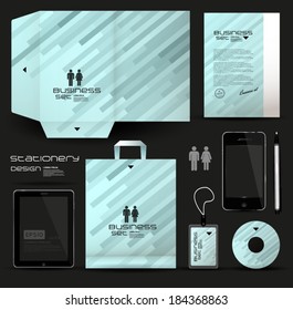 Stationery design, identity template, blue geometric